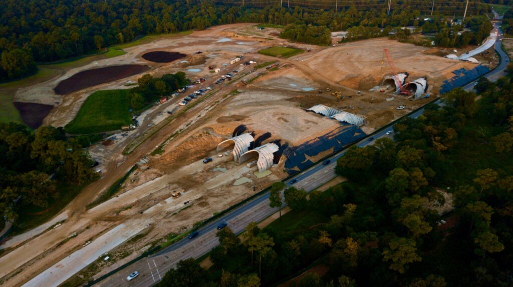 Here's How Crews Are Building a Land Bridge in Memorial Park