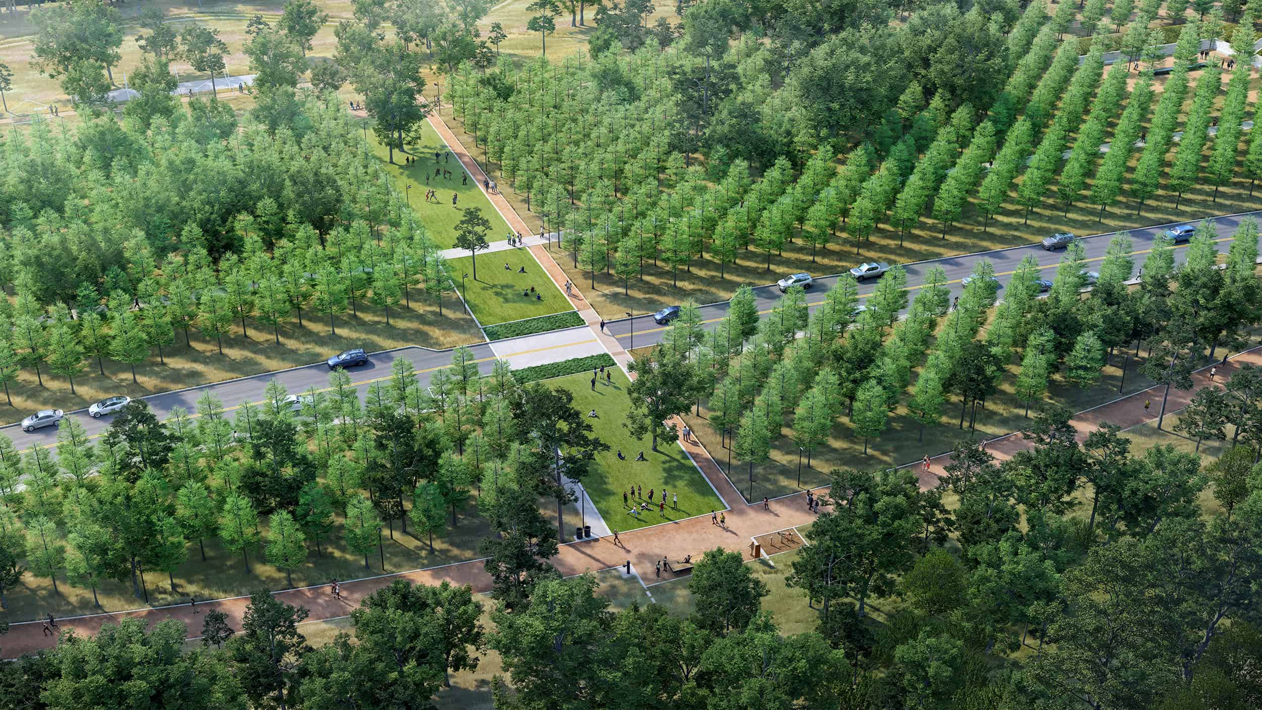 MPC-Seymour Lieberman Trail Enhancements within Memorial Groves; Rendering Courtesy of Nelson Byrd Woltz Landscape Architects