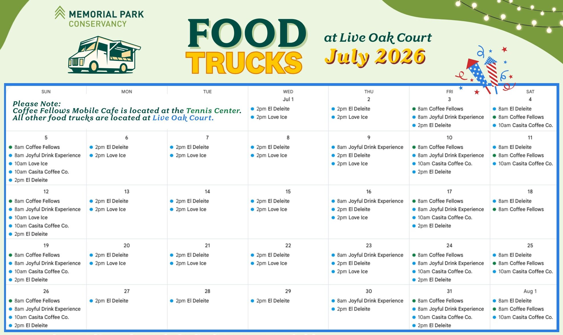 July Food Truck Calendar RTC Flyer